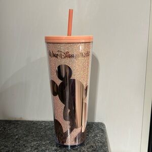 Disney Starbucks tumbler with straw- Mickey Mouse peach punch